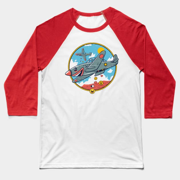 Kamikaze Likes and Smiles Baseball T-Shirt by Vincent Trinidad Art
